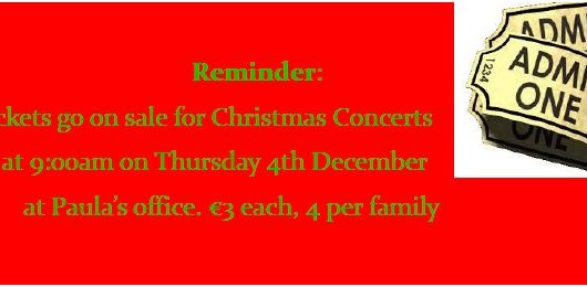 Christmas Concert  Tickets On Sale – Thursday 4th of December